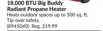 Princess Auto 18, 000 btu big buddy radiant propane heater offer