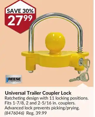 Princess Auto Universal trailer coupler lock offer