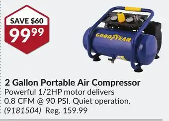 Princess Auto 2 gallon portable air compressor offer