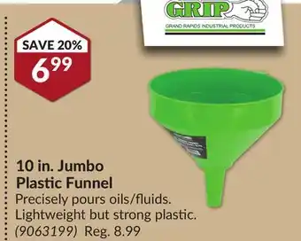 Princess Auto 10 in. jumbo plastic funnel offer