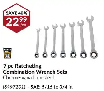 Princess Auto 7 pc ratcheting combination wrench sets offer
