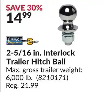 Princess Auto 2-5/16 in. interlock trailer hitch ball offer