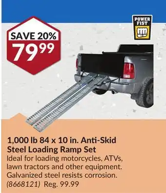 Princess Auto 1,000 lb 84 x 10 in. anti-skid steel loading ramp set offer