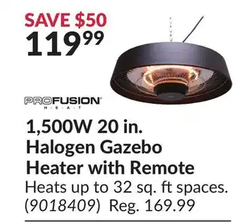 Princess Auto 1, 500w 20 in. halogen gazebo heater with remote offer