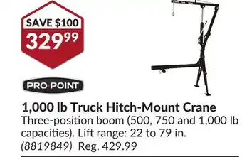 Princess Auto 1, 000 lb truck hitch-mount crane offer