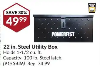 Princess Auto 22 in. steel utility box offer