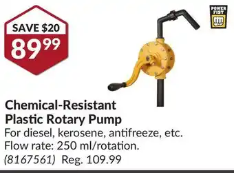 Princess Auto Chemical-resistant plastic rotary pump offer