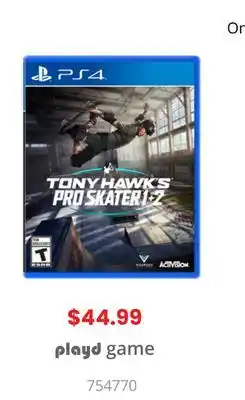 GameStop Tony hawk's pro skater 1 & 2 by activision ps4 offer