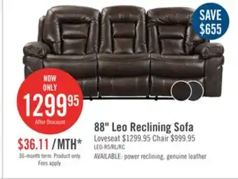 The Brick Leo leath-aire fabric reclining sofa - walnut offer