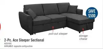 The Brick Ace 2-piece linen-look fabric right-facing sleeper sectional - midnight offer