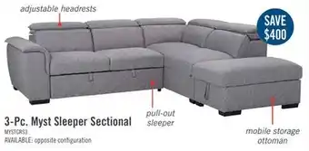 The Brick Myst 3-piece right-facing linen-look fabric sleeper sectional - ash offer