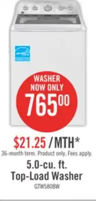 The Brick Ge 5 cu. ft. top-load washer with sanifresh - gtw580bmrws offer