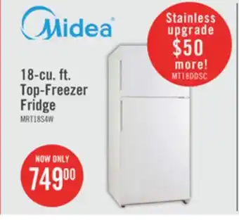 The Brick Midea 18 cu. ft. top-freezer refrigerator - mrt18s4aww offer