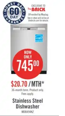 The Brick Maytag front-control dishwasher with dual power filtration - mdb4949skz offer