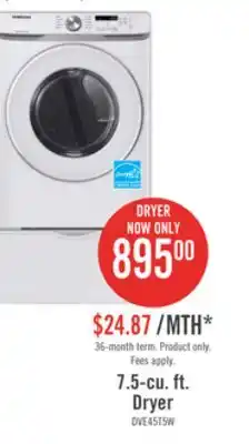 The Brick Samsung 7.5 cu. ft. front-load electric dryer - dve45t6005w/ac offer