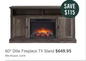 The Brick Ollie 60 electric fireplace tv stand offer