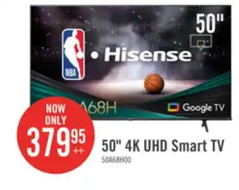 The Brick Hisense 50 a68h series 4k uhd smart google tv offer