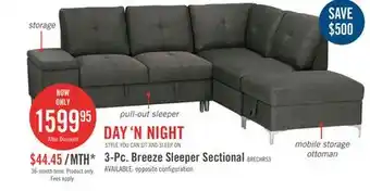 The Brick Breeze 3-piece right-facing linen-look fabric sleeper sectional - charcoal offer