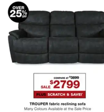 La Z Boy Trouper fabric reclining sofa offer