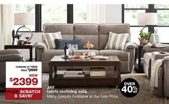 La Z Boy Jay fabric reclining sofa offer