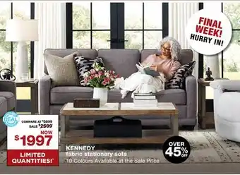 La Z Boy Kennedy fabric stationary sofa offer