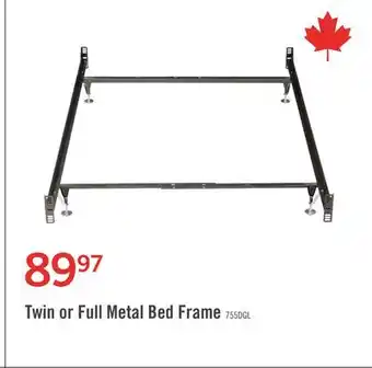 The Brick Twin/full metal glide bed frame with headboard/footboard attachment offer