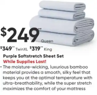 Sleep Country Purple softstretch sheet set offer