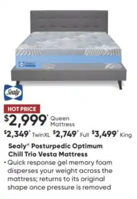 Sleep Country Sealy posturpedic optimum chill trio vesta mattress offer