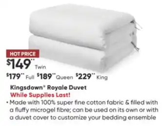 Sleep Country Kingsdown royale duvet offer