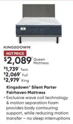 Sleep Country Kingsdown silent parter fairhaven mattress offer