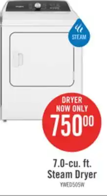 The Brick Whirlpool 7 cu. ft. electric dryer with steam - ywed5050lw offer