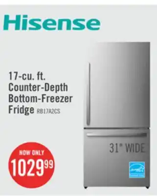 The Brick Hisense 17 cu. ft. counter-depth bottom-mount refrigerator - rb17a2cse offer