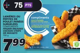 IGA Compliments frozen breaded chicken strips or nuggets offer