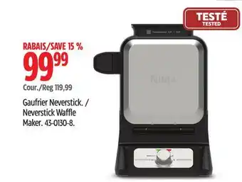Canadian Tire Ninja neverstick waffle maker offer