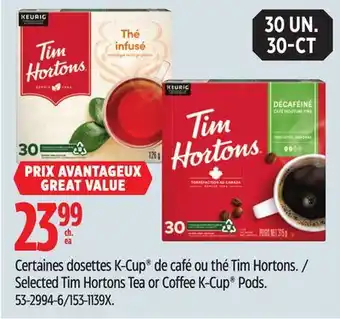 Canadian Tire Selected tim hortons tea or coffee k-cup pods offer