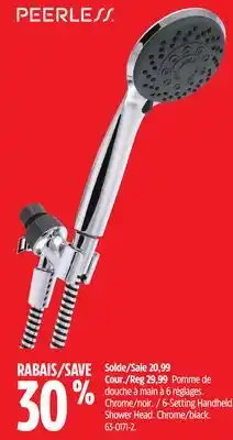 Canadian Tire Peerless 6-setting handheld shower head offer