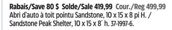 Canadian Tire Shelterlogic sandstone peak shelter, 10 x 15 x 8´ h offer