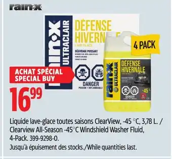 Canadian Tire Rain-x clearview all-season -45°c windshield washer fluid, 4-pack offer