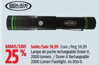 Canadian Tire Police security dover-x rechargeable 2000 lumen flashlight offer