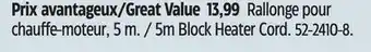 Canadian Tire Noma 5m block heater cord offer