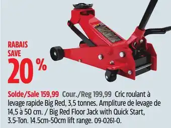 Canadian Tire Big red floor jack with quick start, 3.5-ton offer