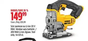 Canadian Tire Dewalt 20v max li-ion jigsaw offer