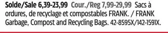 Canadian Tire Frank garbage, compost and recycling bags offer