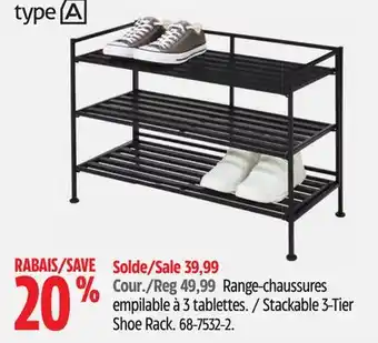 Canadian Tire Stackable 3-tier shoe rack offer