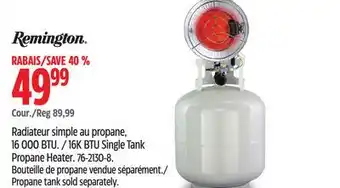 Canadian Tire Remington 16k btu single tank propane heater offer
