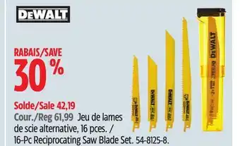 Canadian Tire Dewalt 16-pc reciprocating saw blade set offer