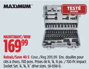 Canadian Tire Maximum 150-pc impact socket set offer