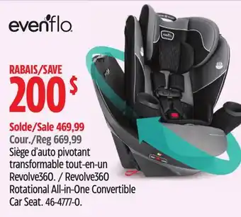 Canadian Tire Evenflo revolve360 rotational all-in-one convertible car seat offer
