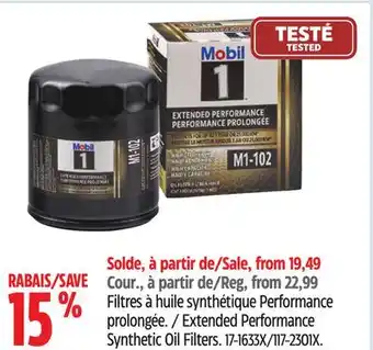 Canadian Tire Mobil 1 extended performance synthetic oil filters offer