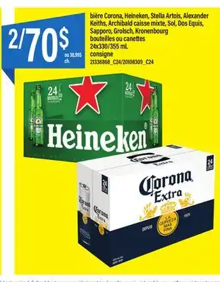 Maxi Bière corona, heineken, stella artois, alexander keiths, archibald caisse mixte, sol, dos equis, sapporo, grolsch, kronenbour offer